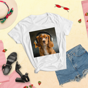 Women's short sleeve t-shirt - Chilled Out Dog with Headphones